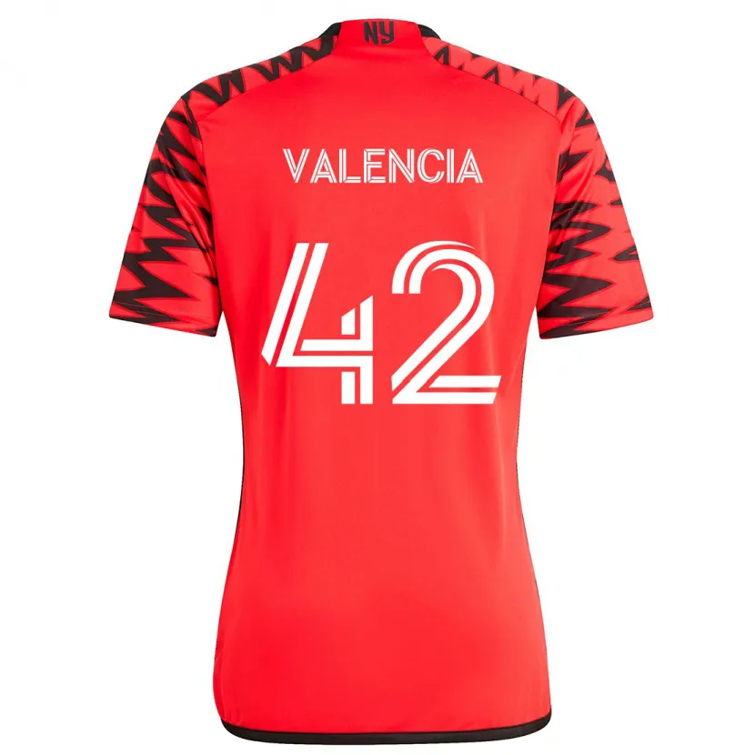 Danxen Enfant Maillot Omar Valencia #42 Rouge Noir Blanc Tenues Extérieur 2024/25 T-Shirt