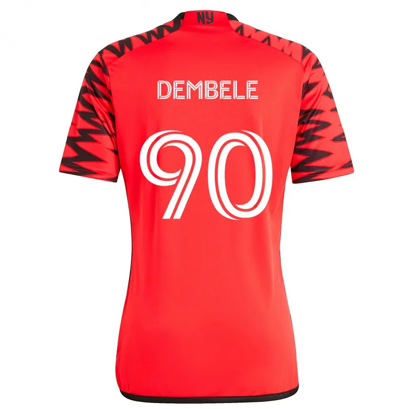 Danxen Enfant Maillot Malick Dembele #90 Rouge Noir Blanc Tenues Extérieur 2024/25 T-Shirt