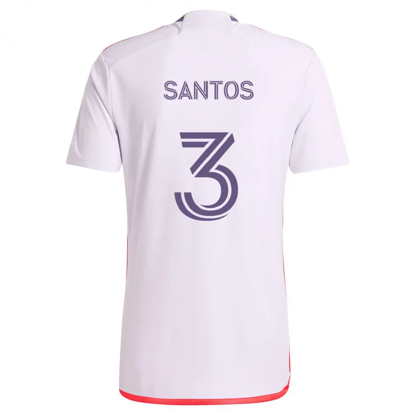 Danxen Enfant Maillot Rafael Santos #3 Blanc Rouge Violet Tenues Extérieur 2024/25 T-Shirt