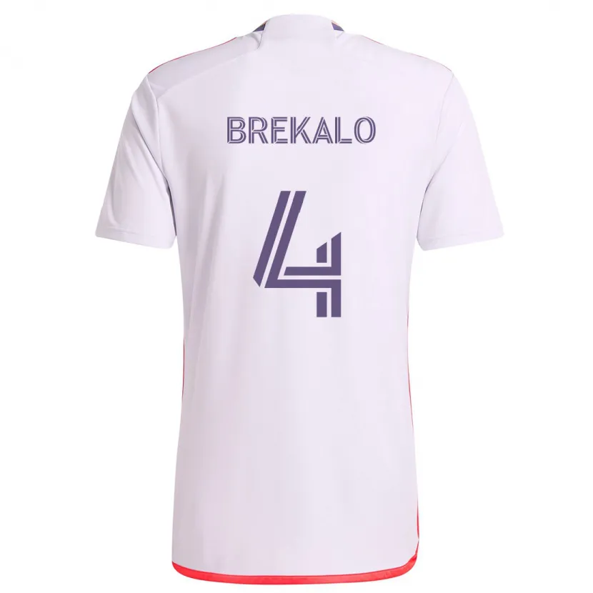 Danxen Enfant Maillot David Brekalo #4 Blanc Rouge Violet Tenues Extérieur 2024/25 T-Shirt