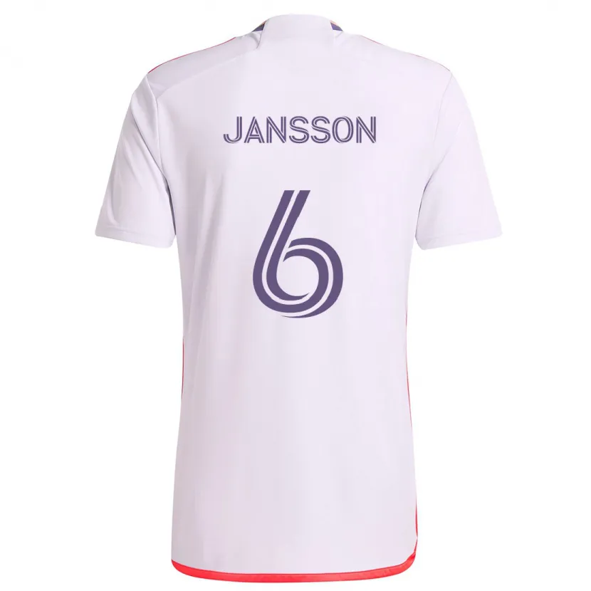 Danxen Enfant Maillot Robin Jansson #6 Blanc Rouge Violet Tenues Extérieur 2024/25 T-Shirt