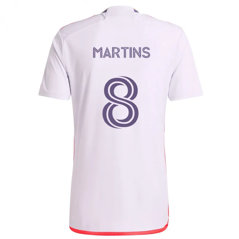 Danxen Enfant Maillot Felipe Martins #8 Blanc Rouge Violet Tenues Extérieur 2024/25 T-Shirt