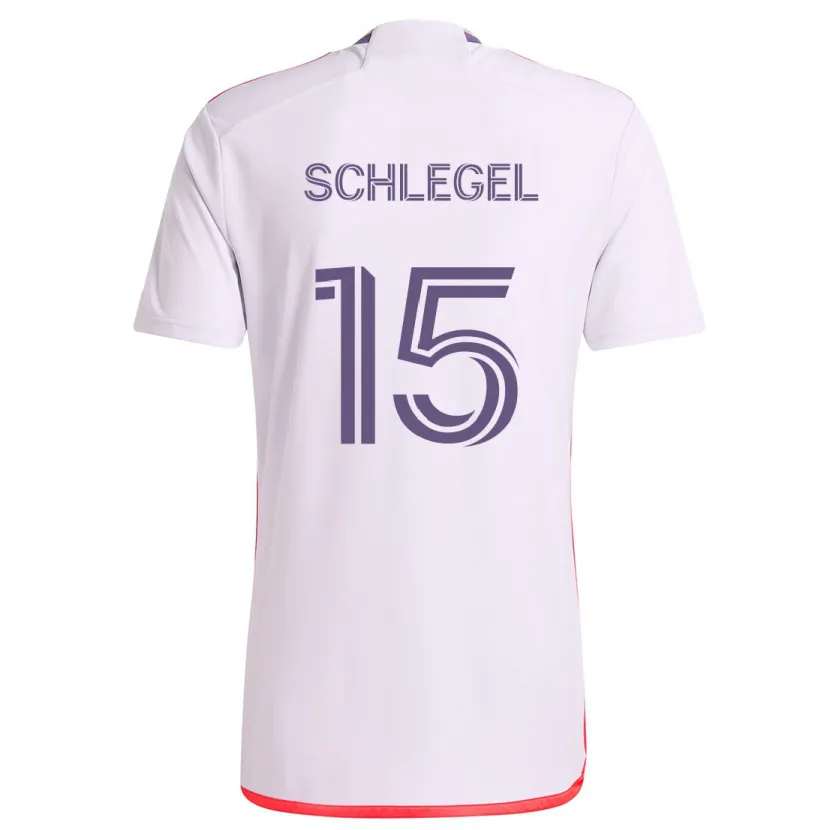 Danxen Enfant Maillot Rodrigo Schlegel #15 Blanc Rouge Violet Tenues Extérieur 2024/25 T-Shirt