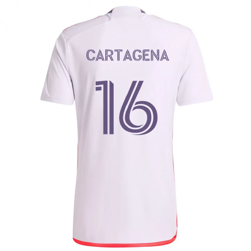 Danxen Enfant Maillot Wilder Cartagena #16 Blanc Rouge Violet Tenues Extérieur 2024/25 T-Shirt