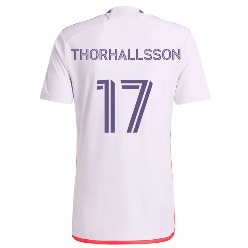 Danxen Enfant Maillot Dagur Dan Thórhallsson #17 Blanc Rouge Violet Tenues Extérieur 2024/25 T-Shirt