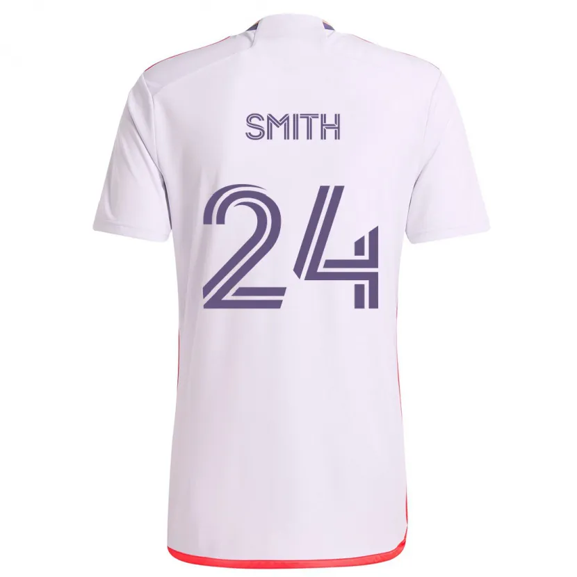 Danxen Enfant Maillot Kyle Smith #24 Blanc Rouge Violet Tenues Extérieur 2024/25 T-Shirt