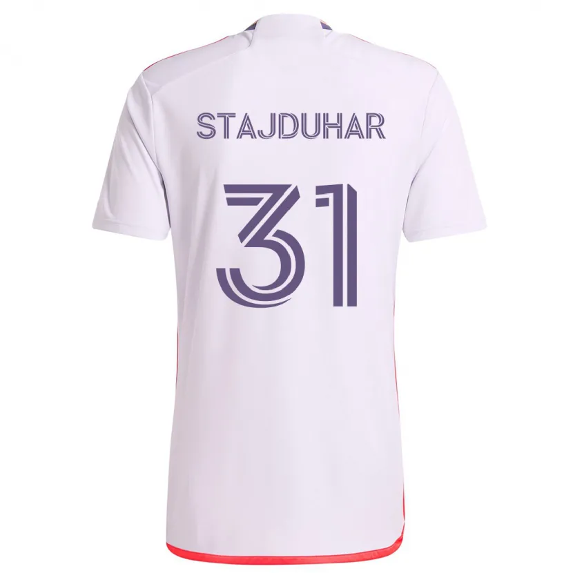 Danxen Enfant Maillot Mason Stajduhar #31 Blanc Rouge Violet Tenues Extérieur 2024/25 T-Shirt