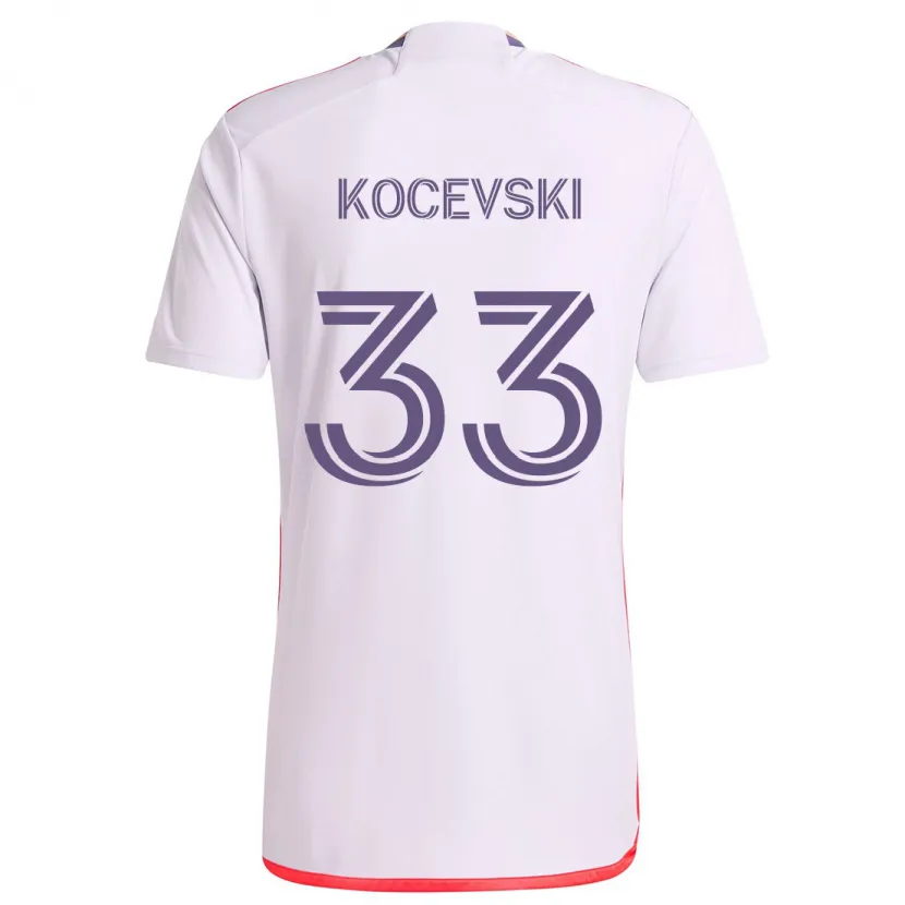 Danxen Enfant Maillot Jeorgio Kocevski #33 Blanc Rouge Violet Tenues Extérieur 2024/25 T-Shirt