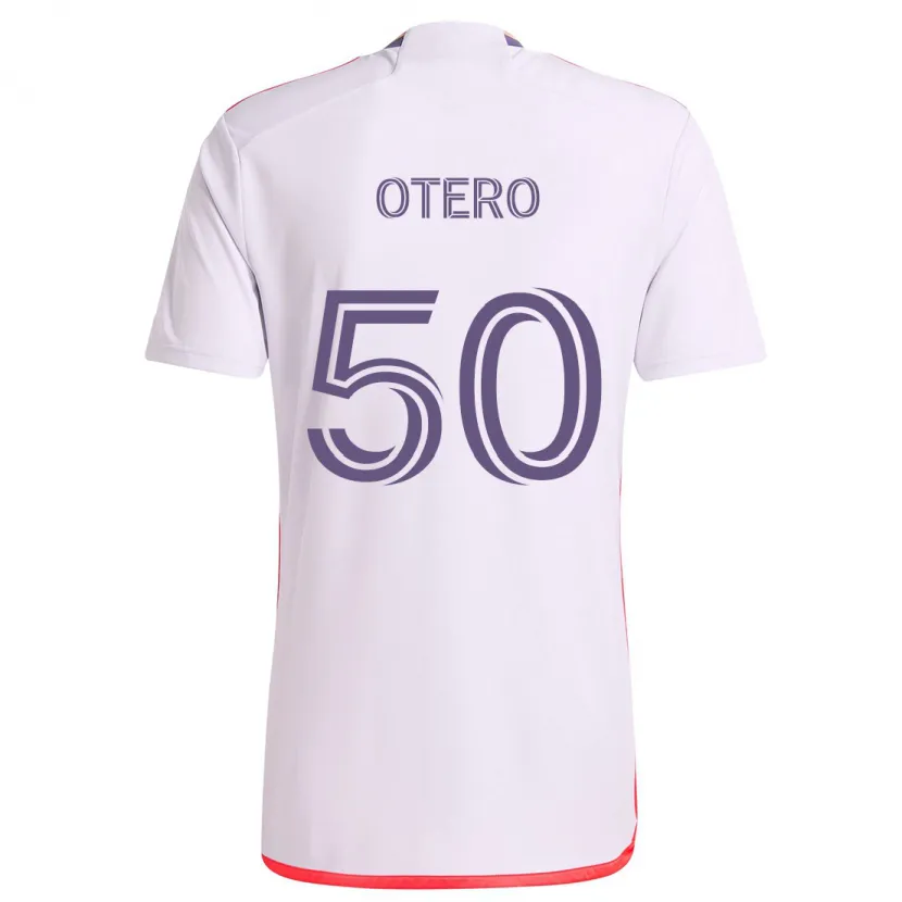 Danxen Enfant Maillot Javier Otero #50 Blanc Rouge Violet Tenues Extérieur 2024/25 T-Shirt