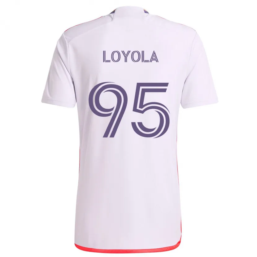 Danxen Enfant Maillot Favian Loyola #95 Blanc Rouge Violet Tenues Extérieur 2024/25 T-Shirt