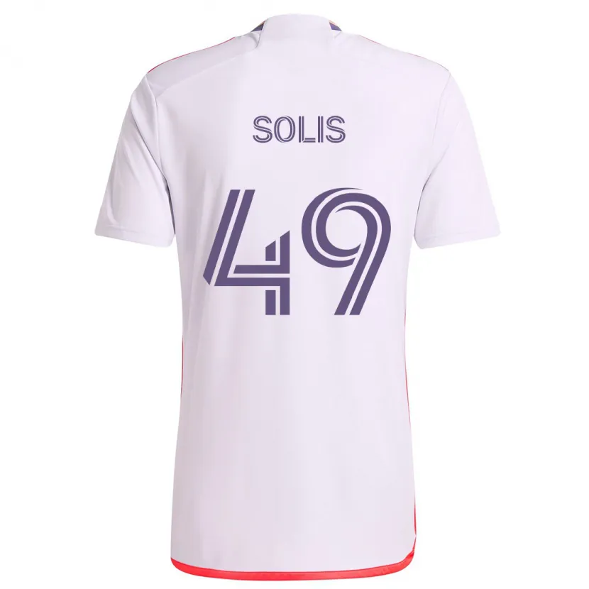 Danxen Enfant Maillot Jhon Solís #49 Blanc Rouge Violet Tenues Extérieur 2024/25 T-Shirt