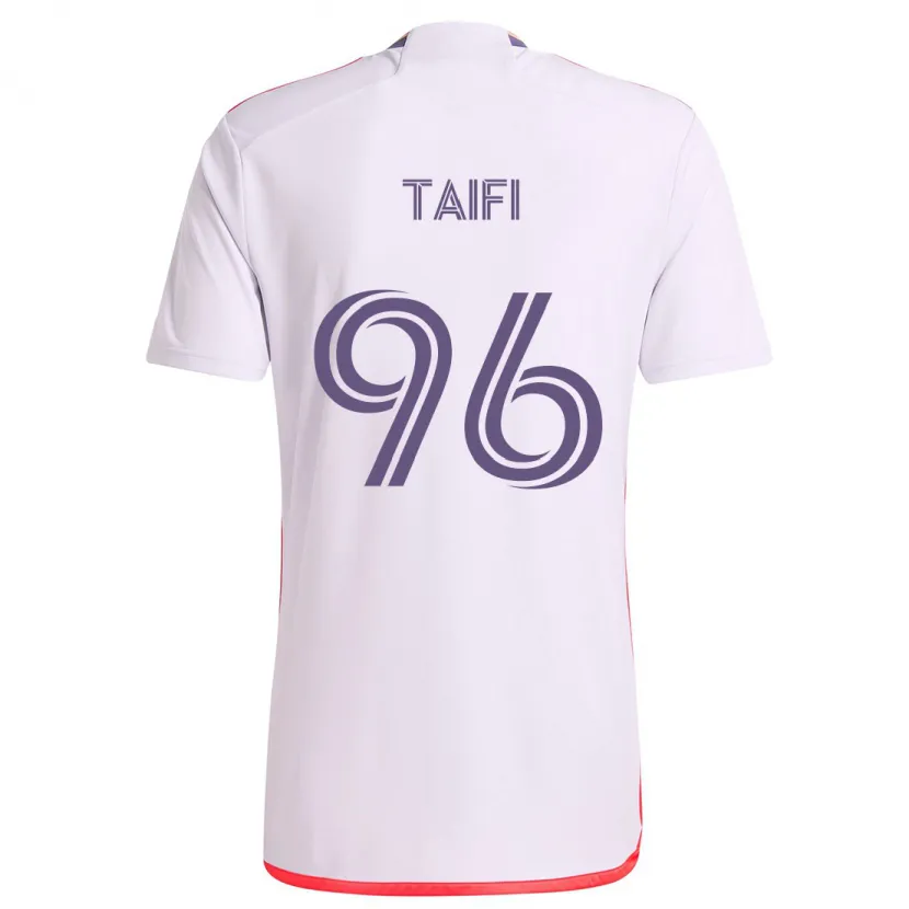 Danxen Enfant Maillot Zakaria Taifi #96 Blanc Rouge Violet Tenues Extérieur 2024/25 T-Shirt