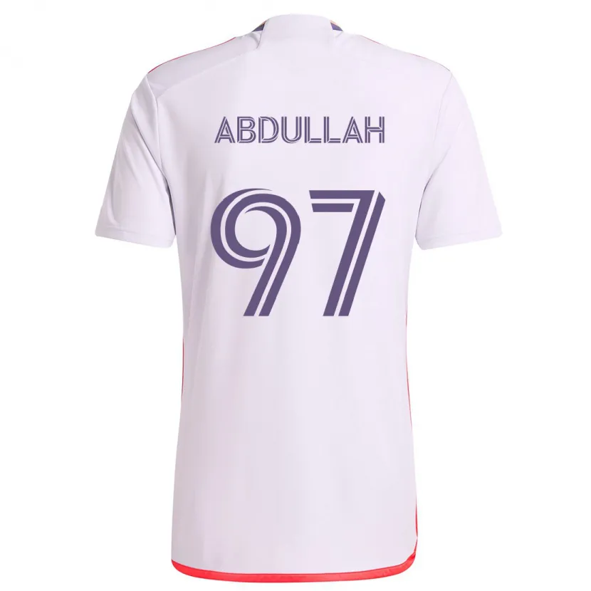 Danxen Enfant Maillot Majed Abdullah #97 Blanc Rouge Violet Tenues Extérieur 2024/25 T-Shirt