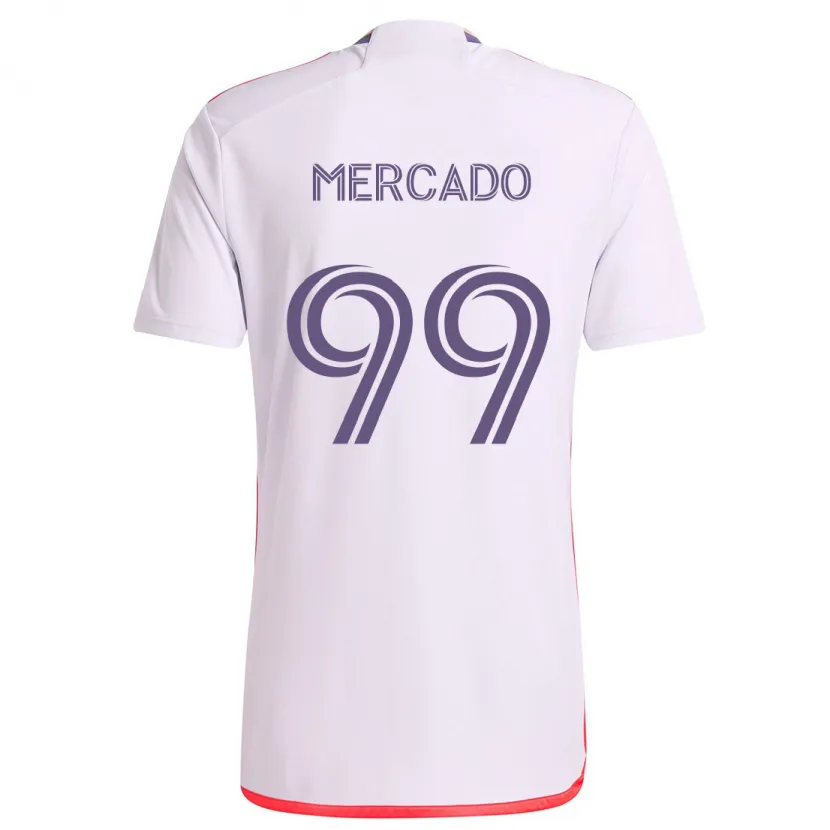 Danxen Enfant Maillot Carlos Mercado #99 Blanc Rouge Violet Tenues Extérieur 2024/25 T-Shirt