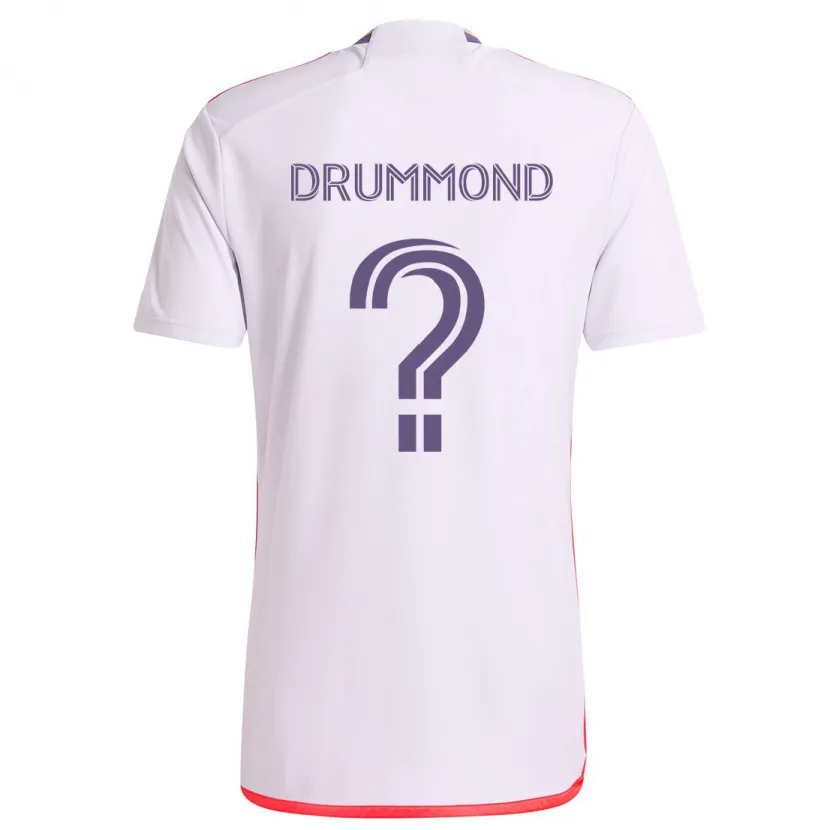 Danxen Enfant Maillot Owen Drummond #0 Blanc Rouge Violet Tenues Extérieur 2024/25 T-Shirt