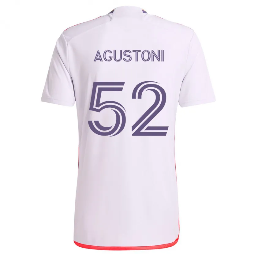 Danxen Enfant Maillot Gonzalo Agustoni #52 Blanc Rouge Violet Tenues Extérieur 2024/25 T-Shirt