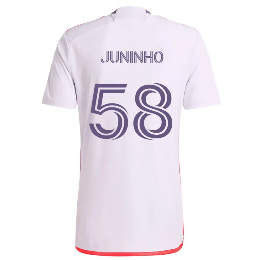 Danxen Enfant Maillot Juninho #58 Blanc Rouge Violet Tenues Extérieur 2024/25 T-Shirt