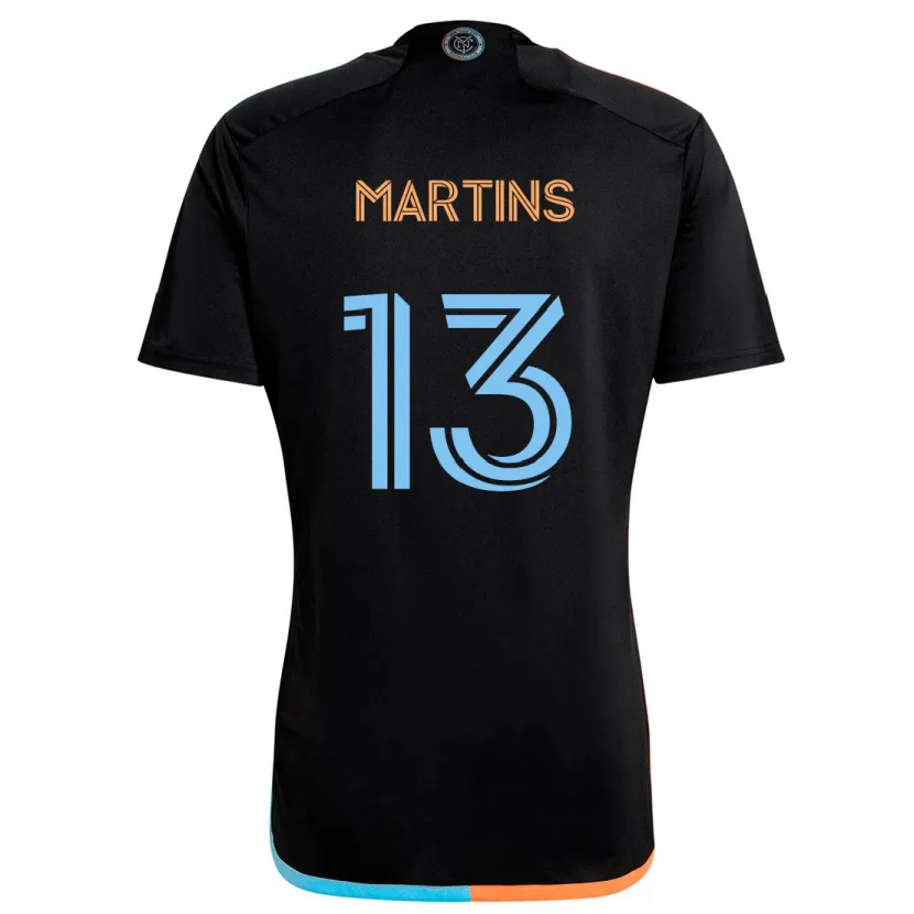 Danxen Enfant Maillot Thiago Martins #13 Noir Orange Bleu Tenues Extérieur 2024/25 T-Shirt