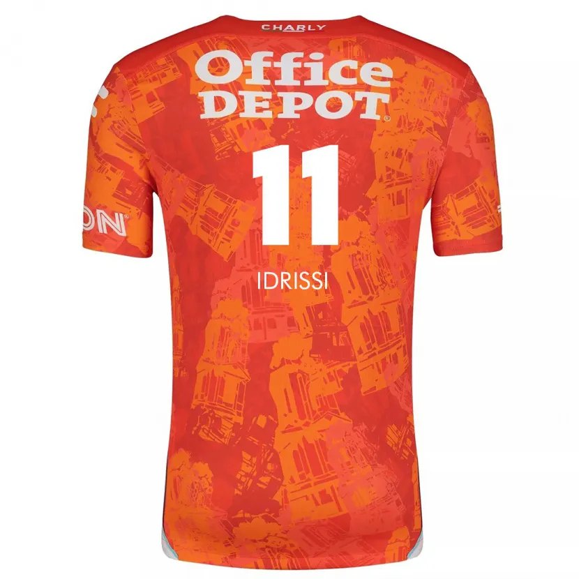 Danxen Enfant Maillot Oussama Idrissi #11 Orange White Tenues Extérieur 2024/25 T-Shirt