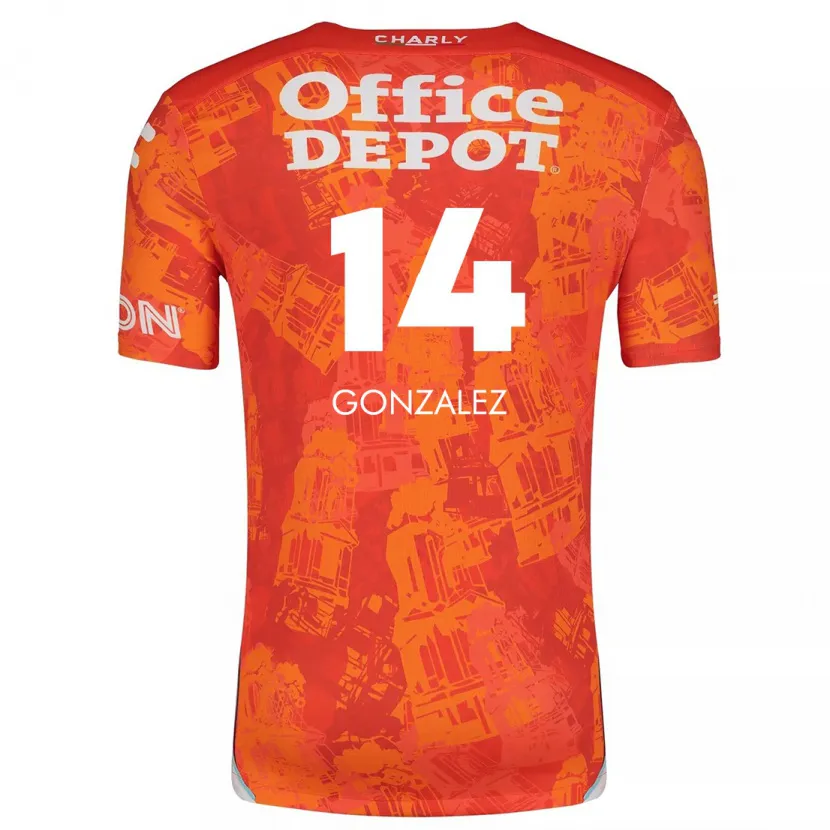 Danxen Enfant Maillot Arturo González #14 Orange White Tenues Extérieur 2024/25 T-Shirt