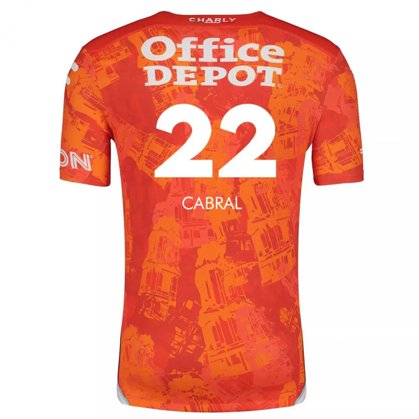 Danxen Enfant Maillot Gustavo Cabral #22 Orange White Tenues Extérieur 2024/25 T-Shirt