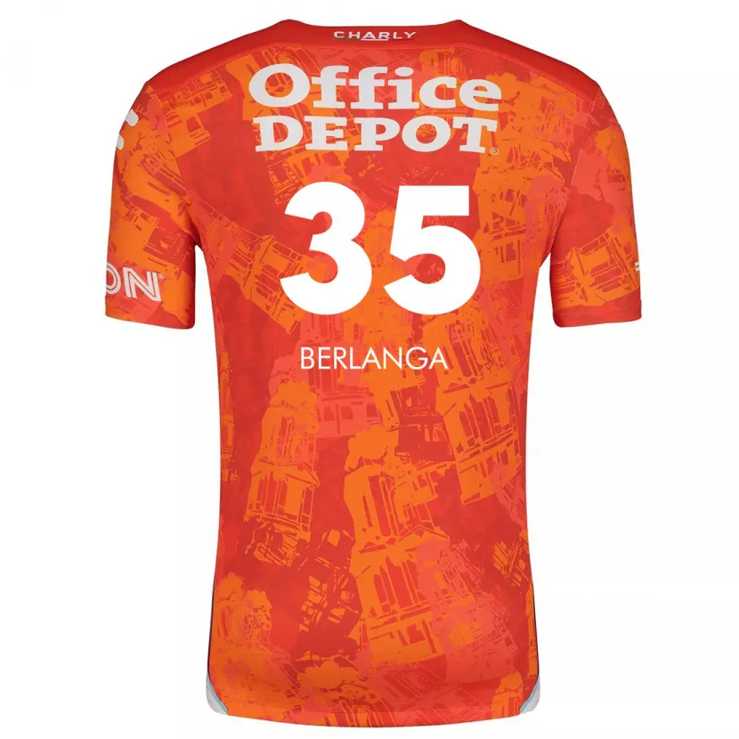 Danxen Enfant Maillot Jorge Berlanga #35 Orange White Tenues Extérieur 2024/25 T-Shirt