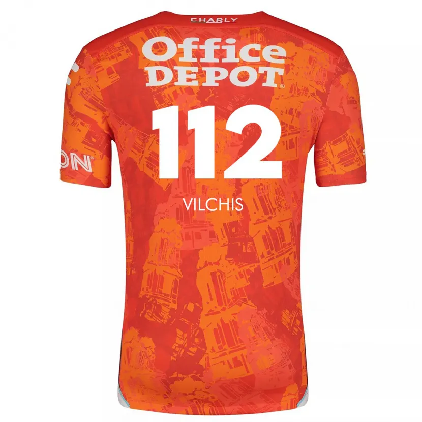 Danxen Enfant Maillot Leonardo Vílchis #112 Orange White Tenues Extérieur 2024/25 T-Shirt