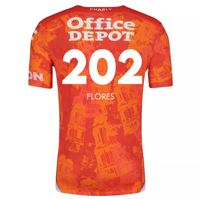 Danxen Enfant Maillot Luis Flores #202 Orange White Tenues Extérieur 2024/25 T-Shirt