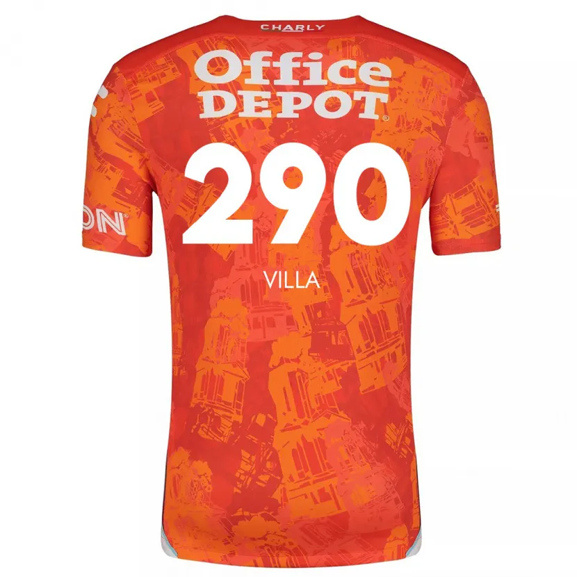 Danxen Enfant Maillot Adrián Villa #290 Orange White Tenues Extérieur 2024/25 T-Shirt