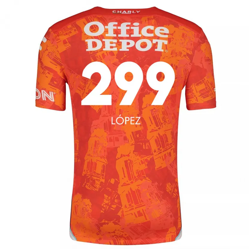 Danxen Enfant Maillot Santiago López #299 Orange White Tenues Extérieur 2024/25 T-Shirt