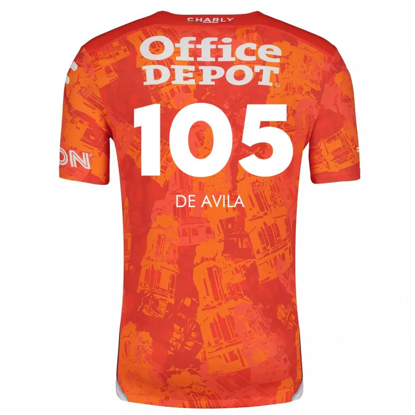 Danxen Enfant Maillot José De Ávila #105 Orange White Tenues Extérieur 2024/25 T-Shirt