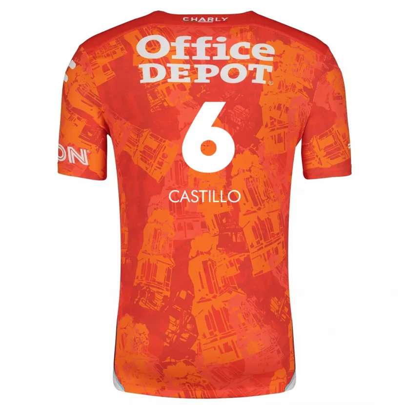 Danxen Enfant Maillot Byron Castillo #6 Orange White Tenues Extérieur 2024/25 T-Shirt