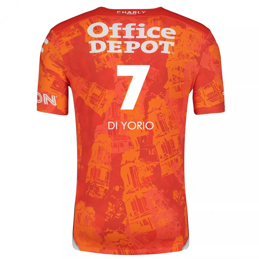 Danxen Enfant Maillot Lucas Di Yorio #7 Orange White Tenues Extérieur 2024/25 T-Shirt