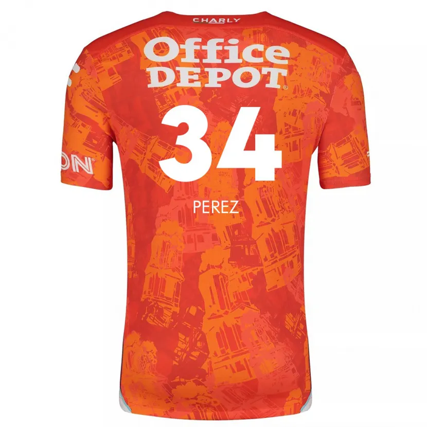 Danxen Enfant Maillot Julio Pérez #34 Orange White Tenues Extérieur 2024/25 T-Shirt