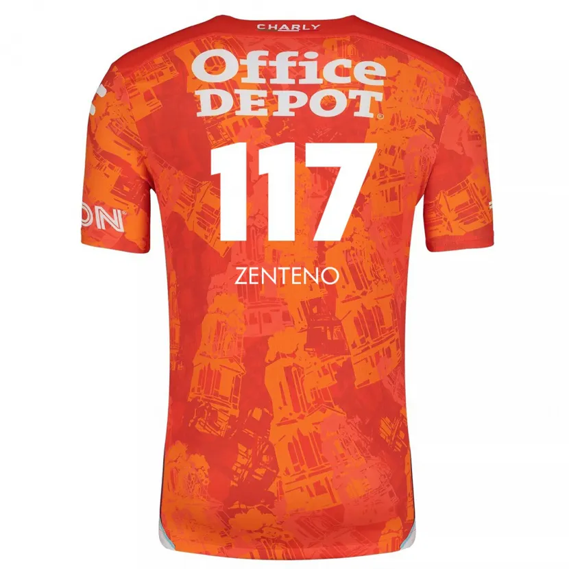 Danxen Enfant Maillot Gustavo Zenteno #117 Orange White Tenues Extérieur 2024/25 T-Shirt