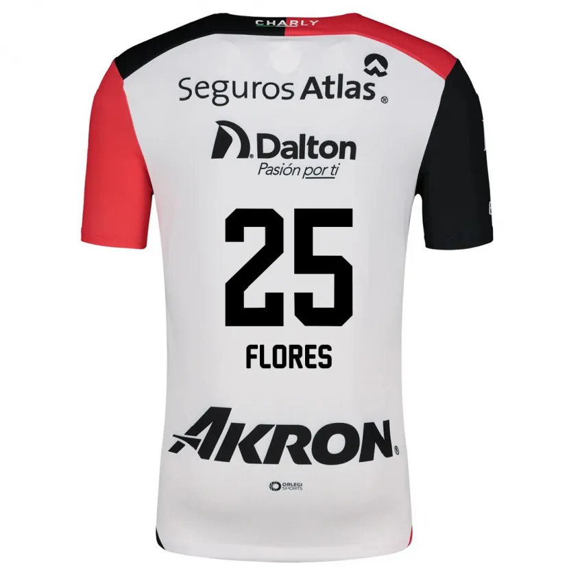 Danxen Enfant Maillot Leonardo Flores #25 Blanc Rouge Noir Tenues Extérieur 2024/25 T-Shirt