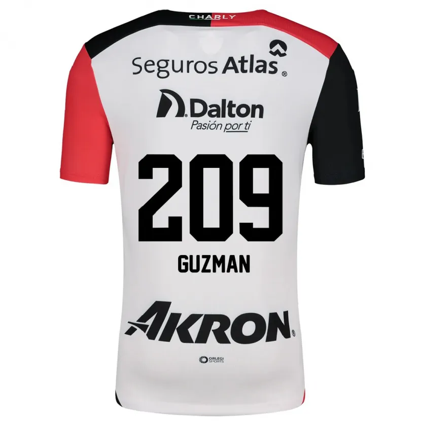 Danxen Enfant Maillot Jorge Guzmán #209 Blanc Rouge Noir Tenues Extérieur 2024/25 T-Shirt