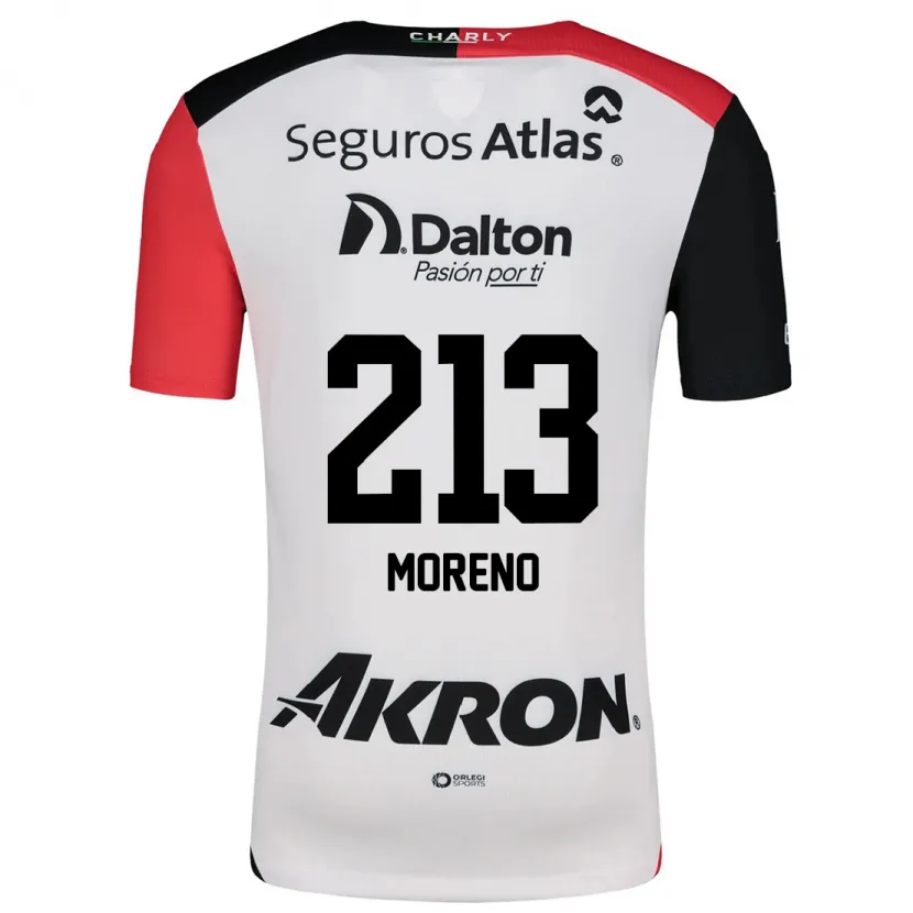 Danxen Enfant Maillot Eduardo Moreno #213 Blanc Rouge Noir Tenues Extérieur 2024/25 T-Shirt