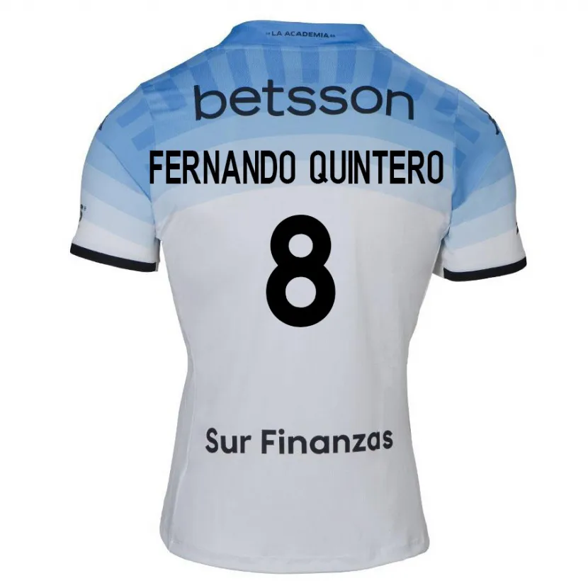 Danxen Enfant Maillot Juan Fernando Quintero #8 Blanc Bleu Noir Tenues Extérieur 2024/25 T-Shirt