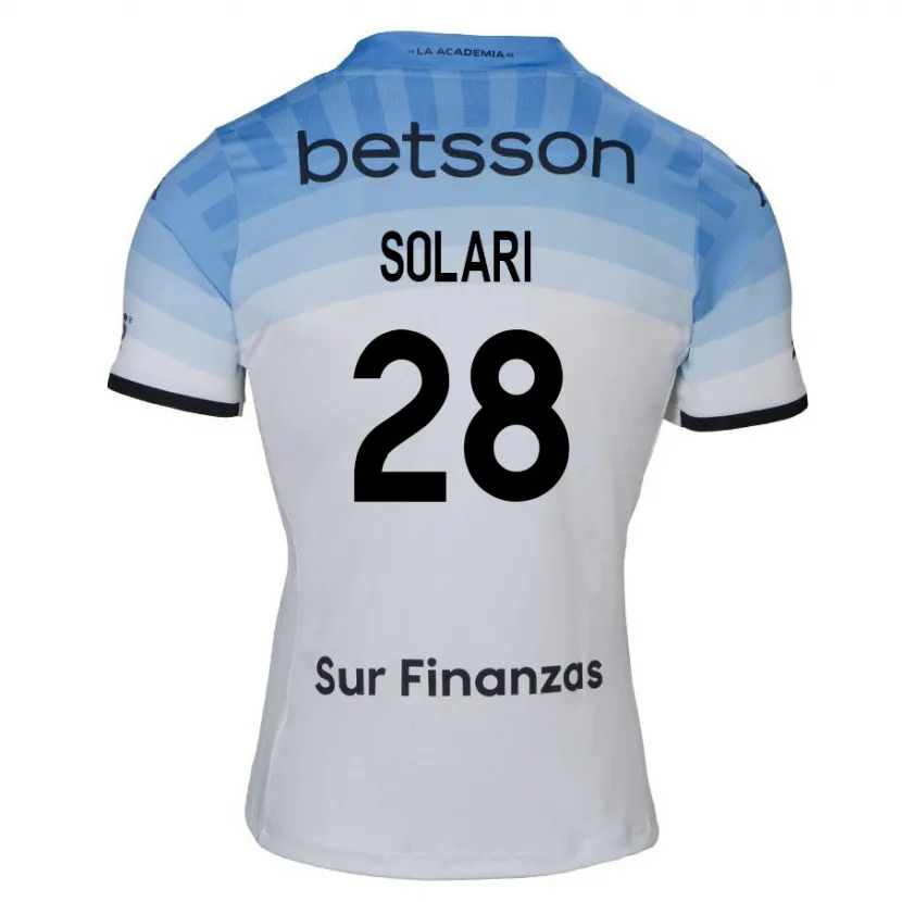 Danxen Enfant Maillot Santiago Solari #28 Blanc Bleu Noir Tenues Extérieur 2024/25 T-Shirt