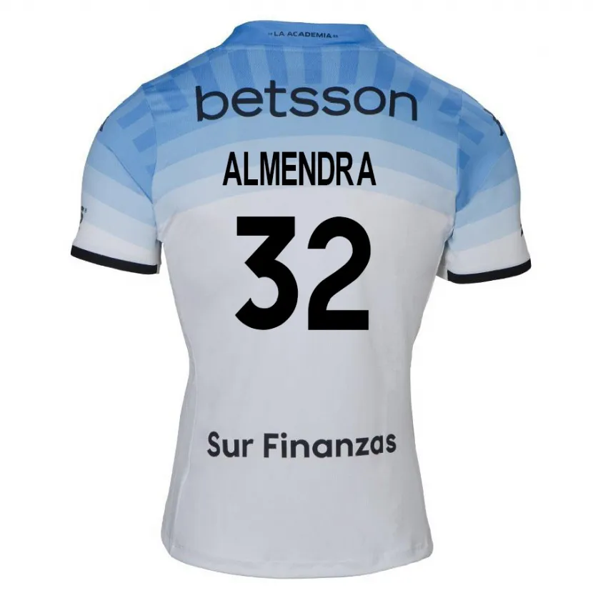 Danxen Enfant Maillot Agustín Almendra #32 Blanc Bleu Noir Tenues Extérieur 2024/25 T-Shirt