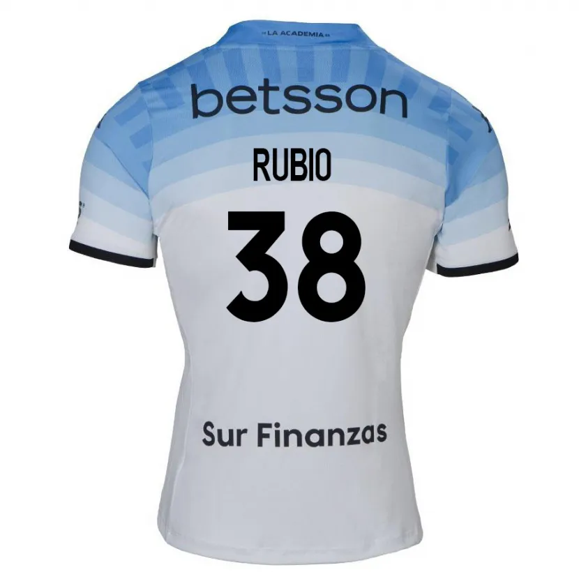 Danxen Enfant Maillot Tobías Rubio #38 Blanc Bleu Noir Tenues Extérieur 2024/25 T-Shirt