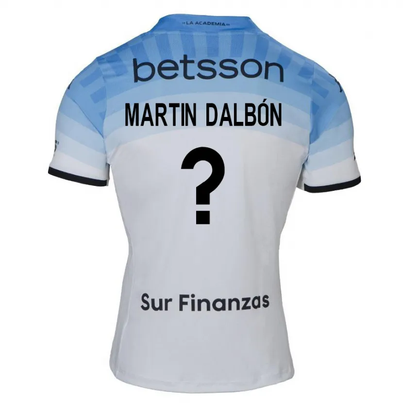 Danxen Enfant Maillot Juan Martin Dalbón #0 Blanc Bleu Noir Tenues Extérieur 2024/25 T-Shirt