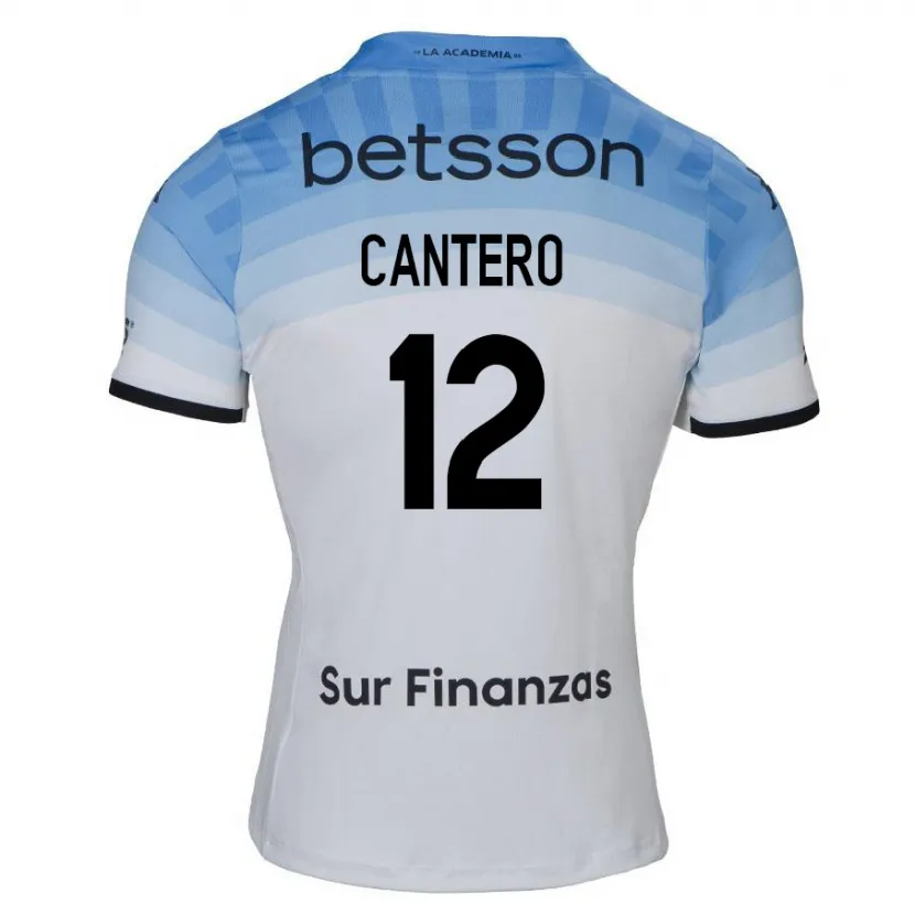 Danxen Enfant Maillot Milton Cantero #12 Blanc Bleu Noir Tenues Extérieur 2024/25 T-Shirt