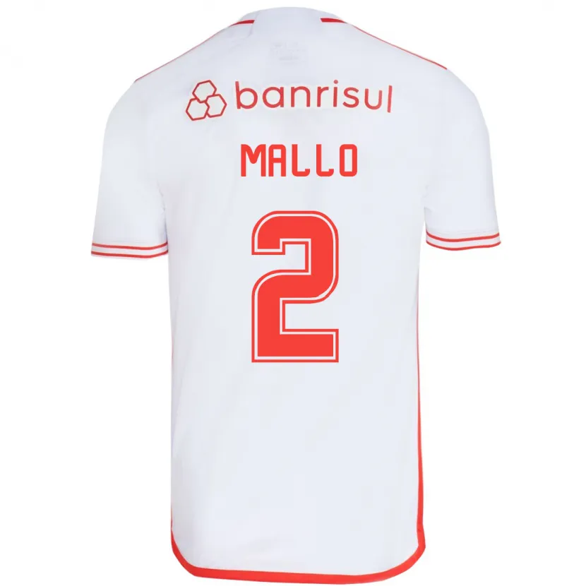 Danxen Enfant Maillot Hugo Mallo #2 Blanc Rouge Tenues Extérieur 2024/25 T-Shirt