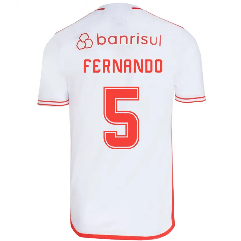 Danxen Enfant Maillot Fernando #5 Blanc Rouge Tenues Extérieur 2024/25 T-Shirt