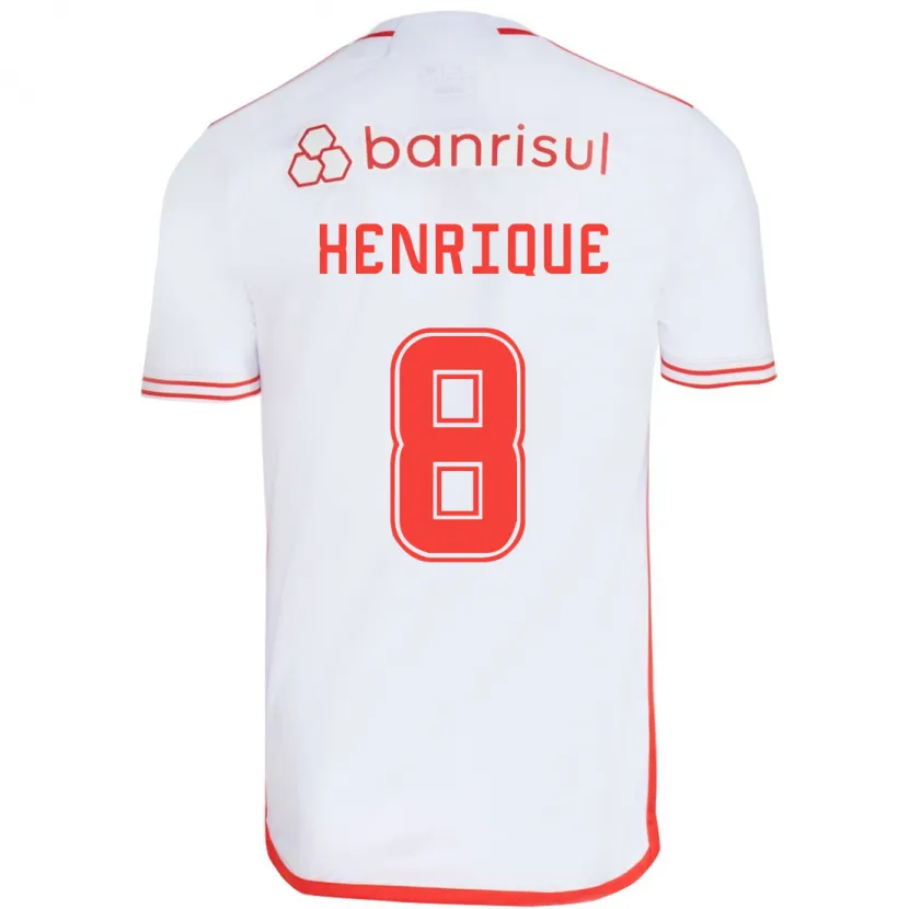 Danxen Enfant Maillot Bruno Henrique #8 Blanc Rouge Tenues Extérieur 2024/25 T-Shirt