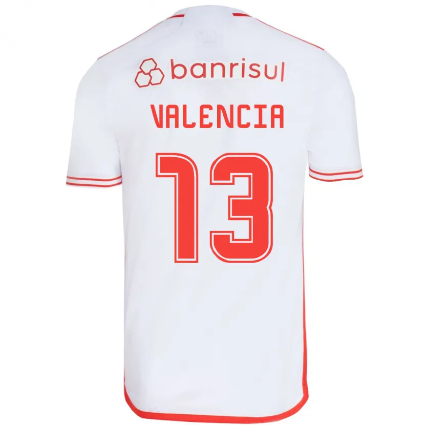 Danxen Enfant Maillot Enner Valencia #13 Blanc Rouge Tenues Extérieur 2024/25 T-Shirt