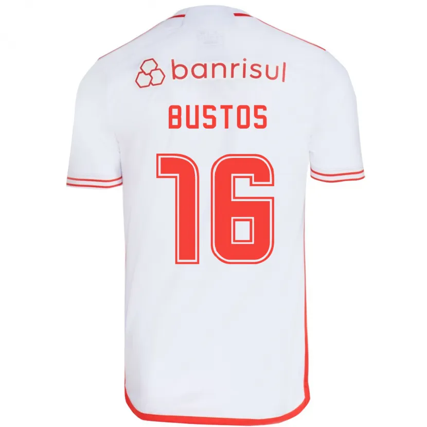 Danxen Enfant Maillot Fabricio Bustos #16 Blanc Rouge Tenues Extérieur 2024/25 T-Shirt