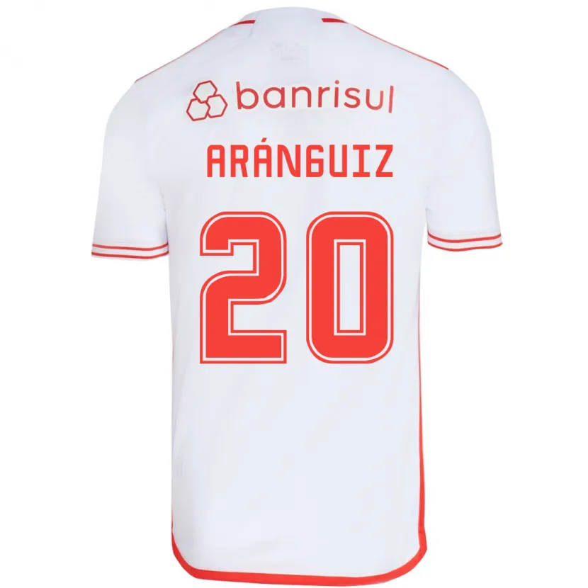 Danxen Enfant Maillot Charles Aránguiz #20 Blanc Rouge Tenues Extérieur 2024/25 T-Shirt